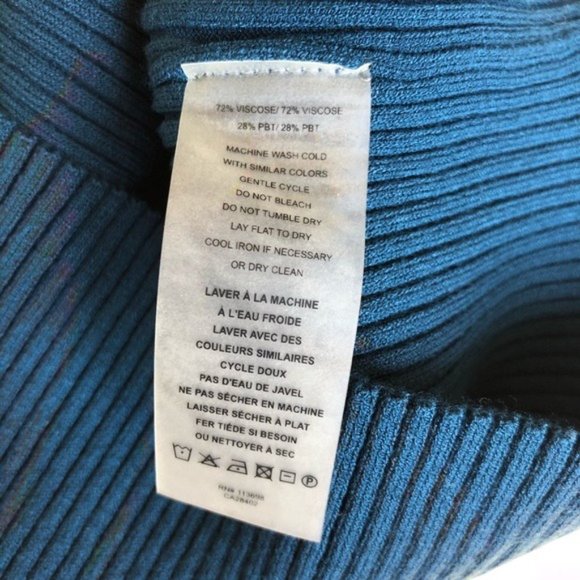 Margaret O’Leary Blue Green Collared Knit Top, Medium - Picture 5 of 6